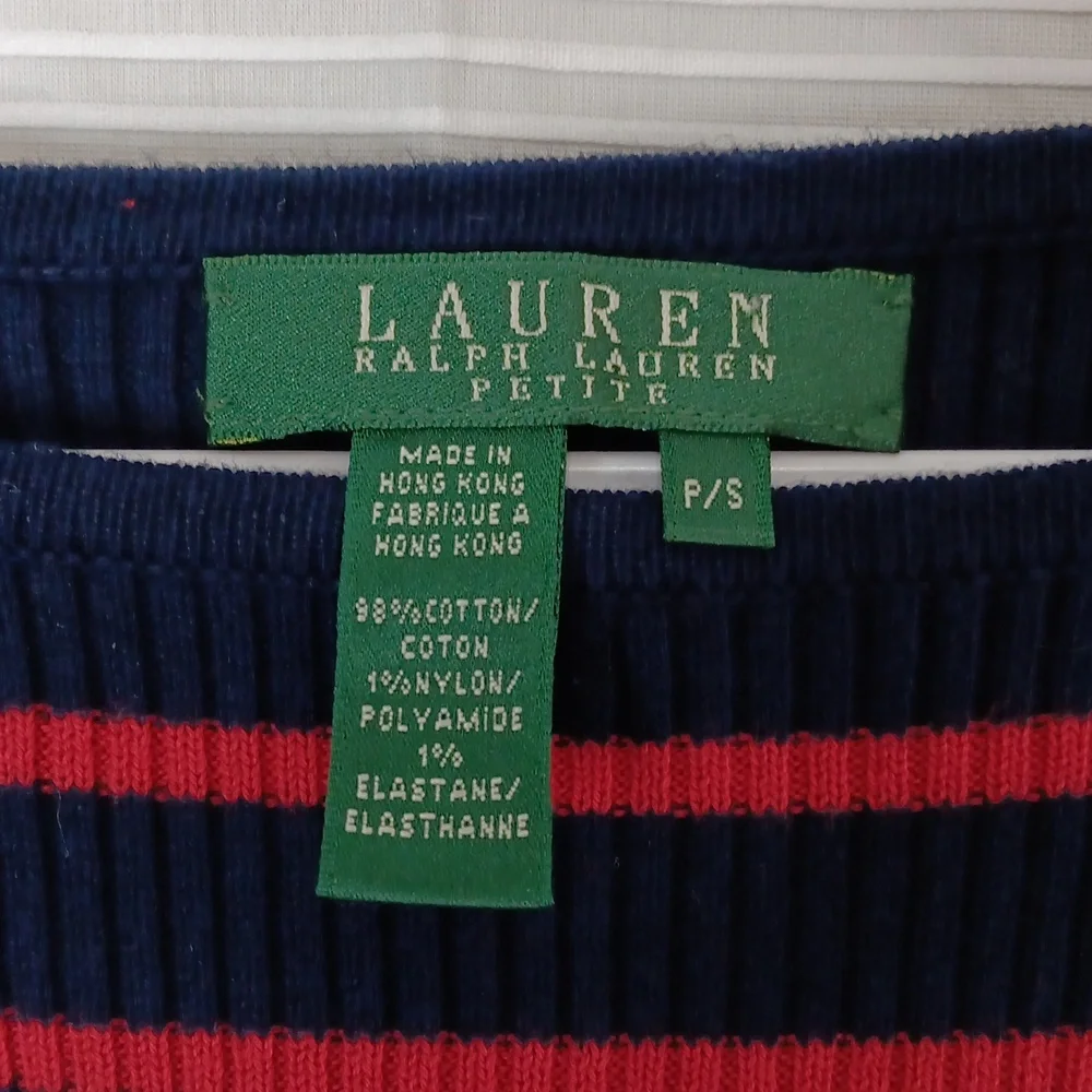 Lauren Ralph Lauren Petites Navy Blue & Red 3/4‎ Sleeve Sweater Women's Size P/S